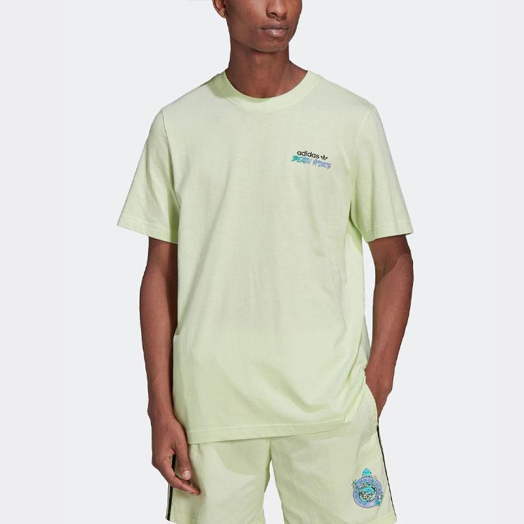 Adidas Originals Trefoil Logo Print Crew Neck T-Shirt Men Tops Light-Green HF4866