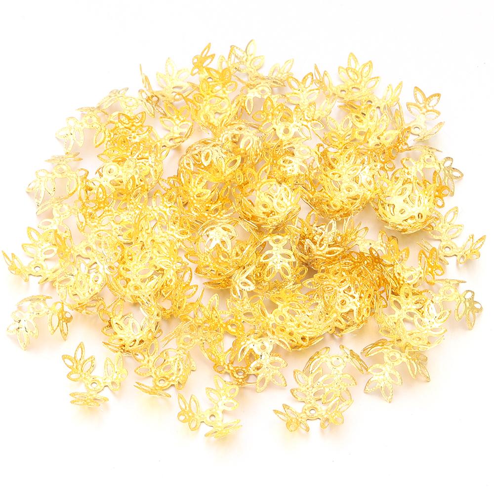 100pcs/Pack Flower Beads Caps Iron Floral Spacer Beads Pendant for Crafts Necklace Earrings Bracelet Jewelry Making Findings