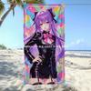 Y2K Purple Anime Girl Beach Towel Patterned Sunscreen And Windproof Suitable For Swimming Pool Camping Travel Blanket