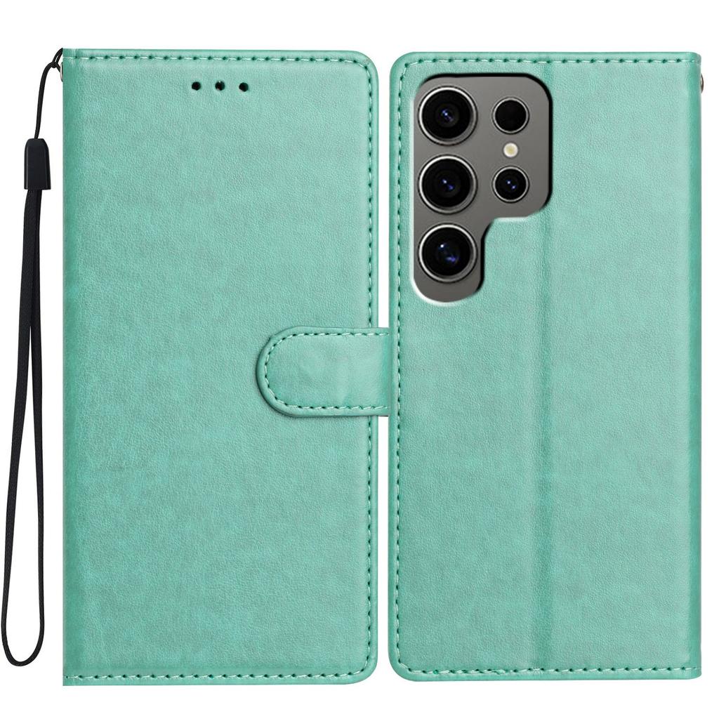 For Samsung Galaxy S24 Ultra Leather Phone Case Wallet Stand Cover with Handy Strap