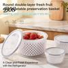 Sealed Food Organizer for Fridge Round Fruit Vegetable Storage Container, 2-Layer Food-Grade PP Crisper with Refrigerator Organization Bin Drain