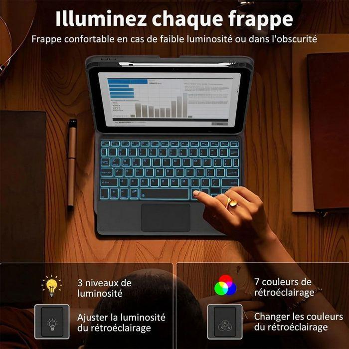 Coque Clavier pour iPad Air 3 10,5" / iPad Pro 10,5" - Cuir PU Lavande avec Clavier Rétroéclairé + Souris + Stylet