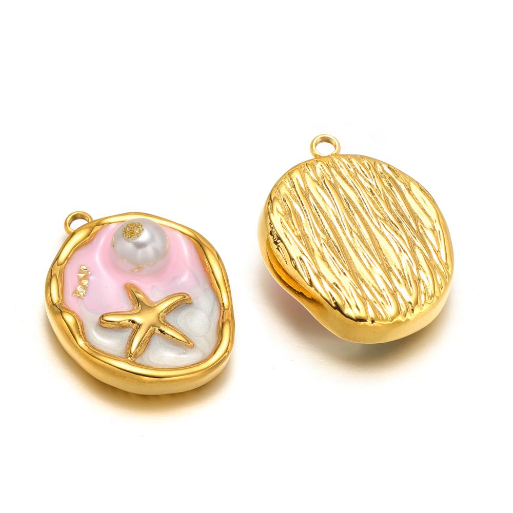 3Pcs Monet Garden Classical Charms Gold Stainless Steel Painted Flower Jewelry for DIY Necklace Pendant Bracelet Earrings Making