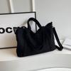 Solid Color Corduroy Bag Women's Large Capacity Shoulder Crossbody Bag Commuter Tote Bag