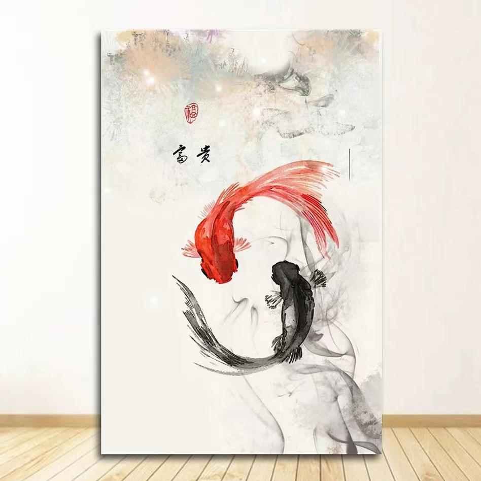 Vintage Style Ink Painting Buddha Mural Art Oil Painting Nordic Canvas Painting Poster Living Room Decorative Painting