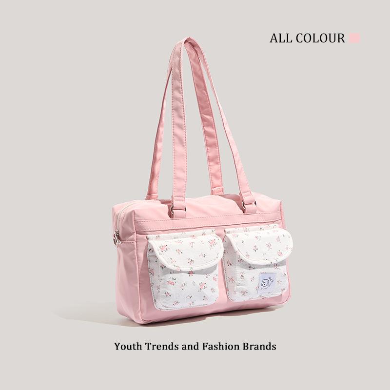 Pink Floral New Shoulder Bag Summer Large Capacity Out Versatile Trend Cute Commuter Bag