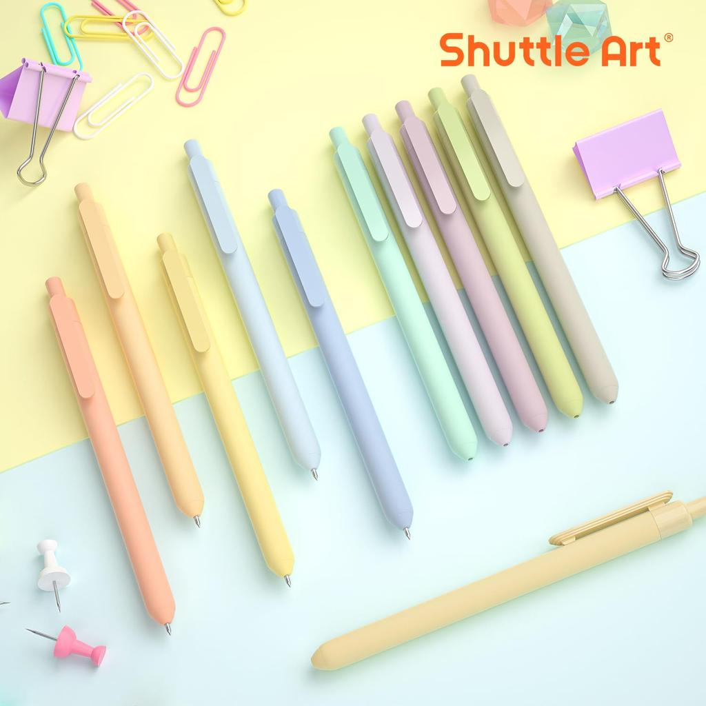 Shuttle Art Gel Ballpoint Black Set of Knock Ultra Fine Gel Dull Color Quick Comfortable to Write Office Writing For School Entrance Gift Pen, 0.5mm,