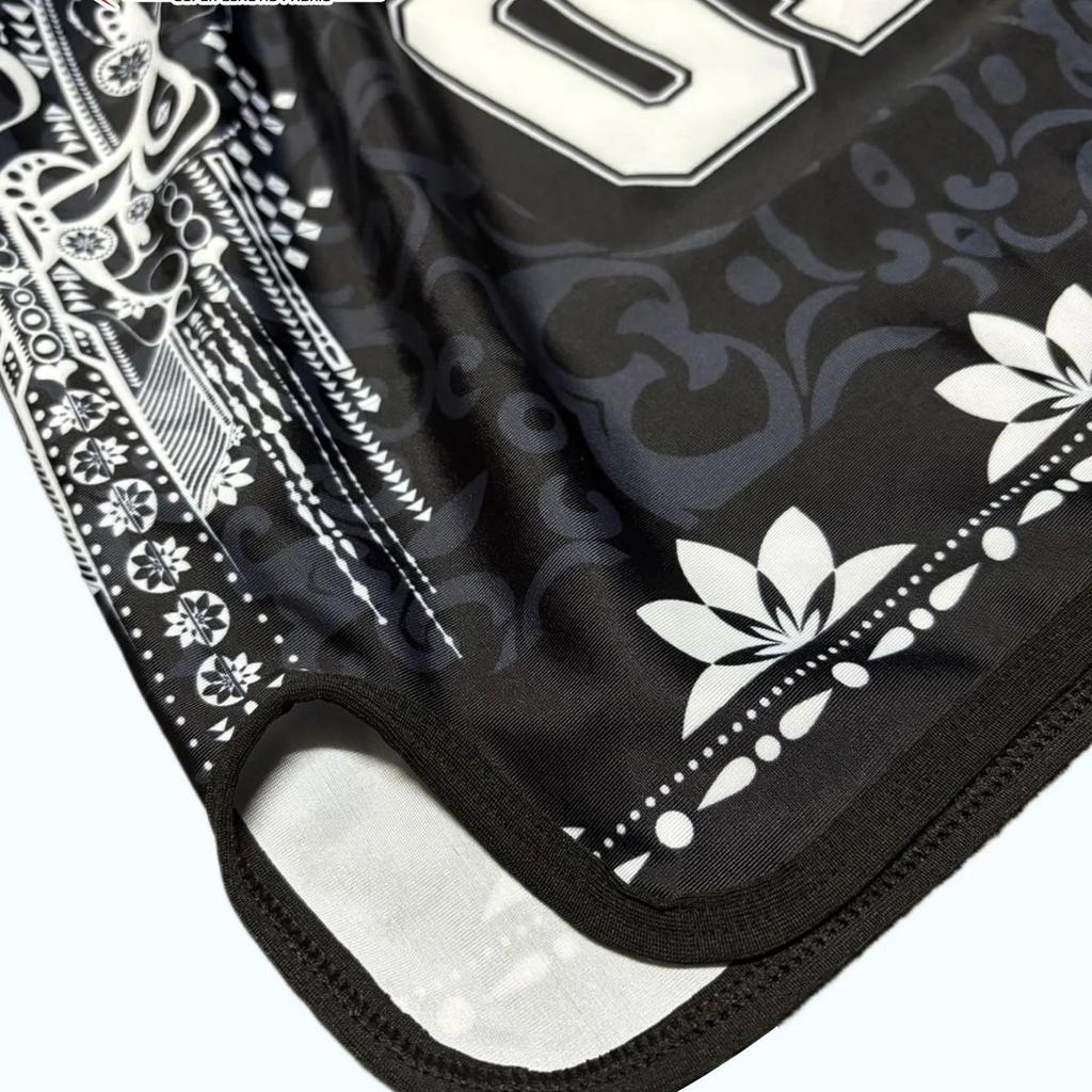 Black Flower Muay Thai Kickboxing Boxing MMA UFC Casual Shorts Gym Sport Unisex Men Women Workout Quick Dry Print Elastic High Waist Training