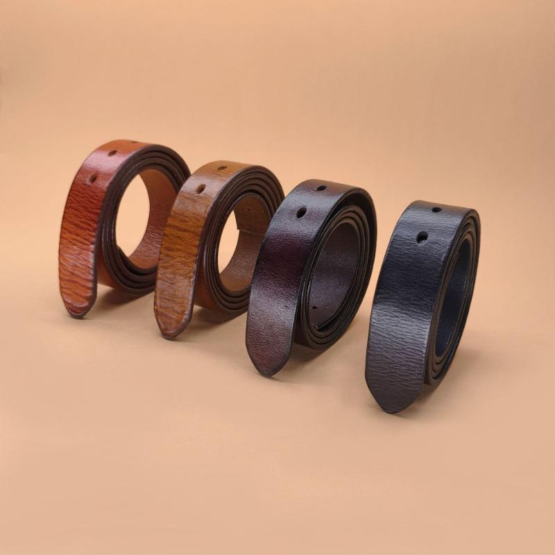 First Layer Tree Paste Leather Cowhide Belt Strip Men's Retro Belt Men's No Button Pin Buckle Scalp Ring