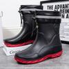 Adult Mid-calf Waterproof Rain Boots With Drawstring Design Unisex Outdoor Water Shoes Non-slip Soft Rubber Rain Boots Plus Size