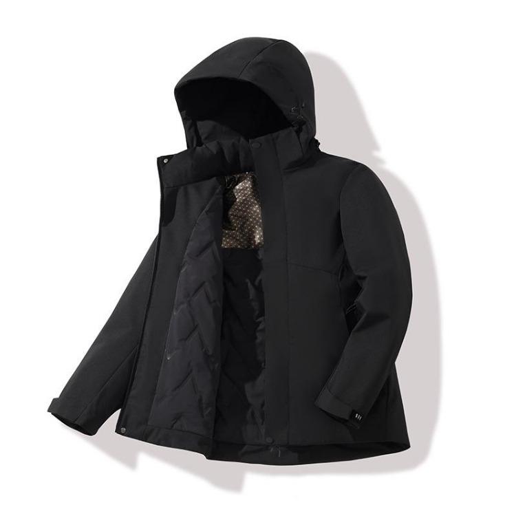 Warm Thick Hooded Cotton Jacket Winter Outdoor Skiing Casual Sports Jacket for Men and Women S чёрный