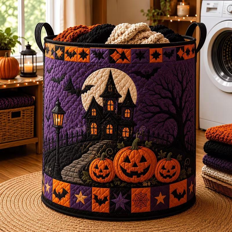 Halloween Quilted Cotton Laundry Basket Storage Organizer Home