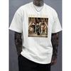 European Sizes Men's Casual T-Shirt, Crew Neck Short Sleeve Tee with Front Portrait Print, Breathable Knit Fabric