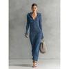IHUASU Fashion Spring Autumn Solid Color Print Long Sleeve Casual Dresses