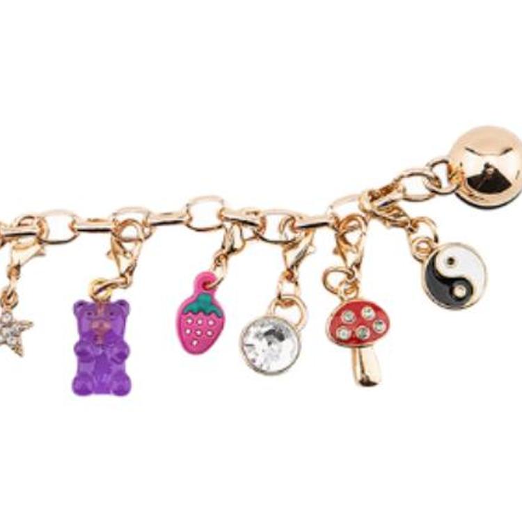 Crocs Textured Charm Chain Set of 4 Zinc Alloy Shoe Accessories Women's Gold