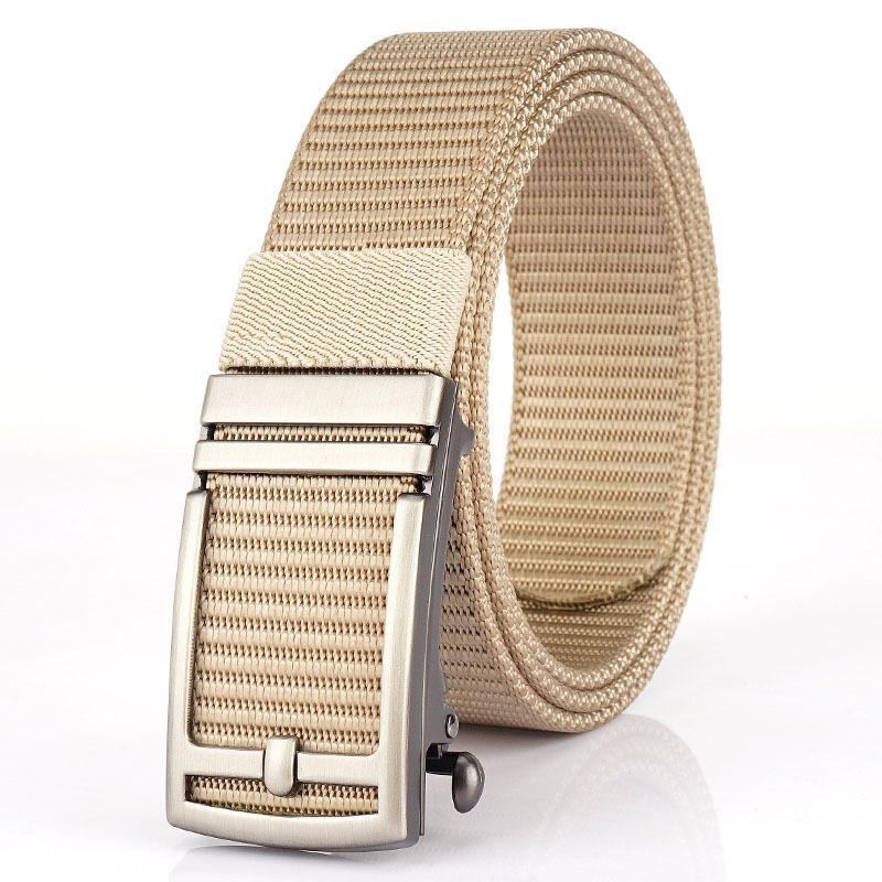 New Men'S Commuting Belt With Automatic Buckle Nylon Waistband, Outdoor Leisure Versatile Double-Layer Thick Belt