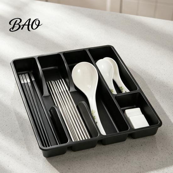 Home Storage Solutions Drawer Cutlery Organizer, Multi-Compartment Plastic Utensil Tray, Space Kitchen Accessories Saving Durable Tray for Organizer