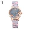 Orologio al quarzo da donna con cinturino in pelle analogico con quadrante rotondo floreale creativo