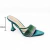 High Heels Strass-Slipper für spitze Zehen Sexy Kristall-Slipper Damen Luxus-Designer Partykleid Sandalen Zapatillas Mujer