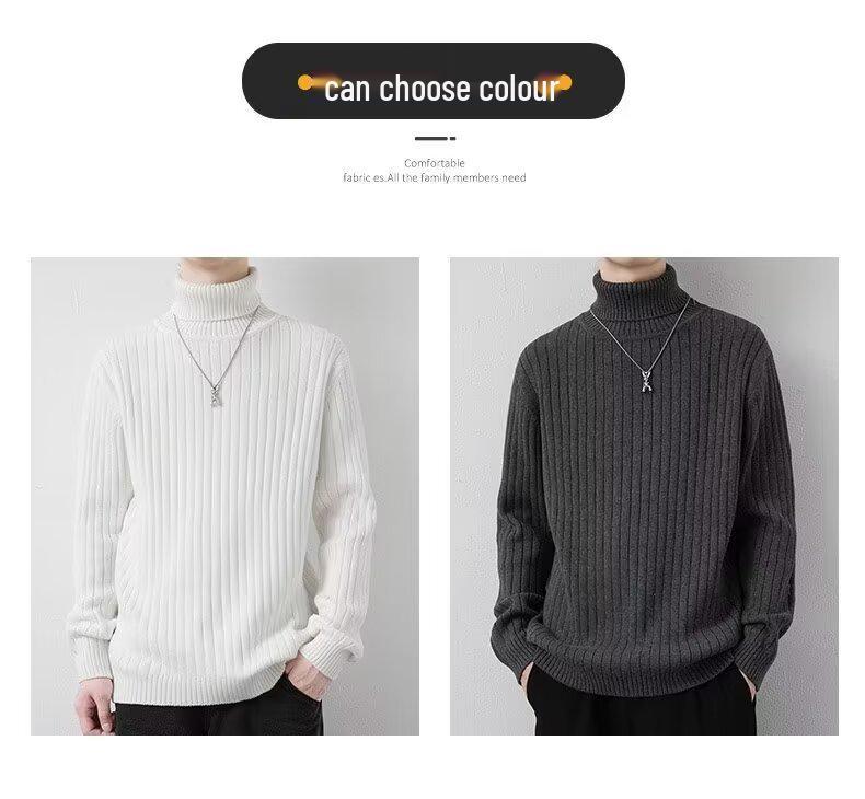Men's Korean Style High Neck Sweater - Trendy Warm Autumn/Winter Knitwear for Casual Wear