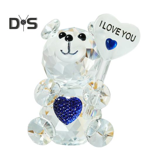 

Прозора статуетка ведмедя Подарунок до Дня Святого Валентина Я люблю тебе Ведмідь зі штучного кришталю Орнамент Колекційна настільна статуя ведмедя для весілля Подарунок на день народження синій
