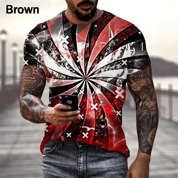 Summer Casual Breathable T-Shirt Men's Novelty 3D Printed T-Shirt Round Neck Short Sleeve Street Cool Tees