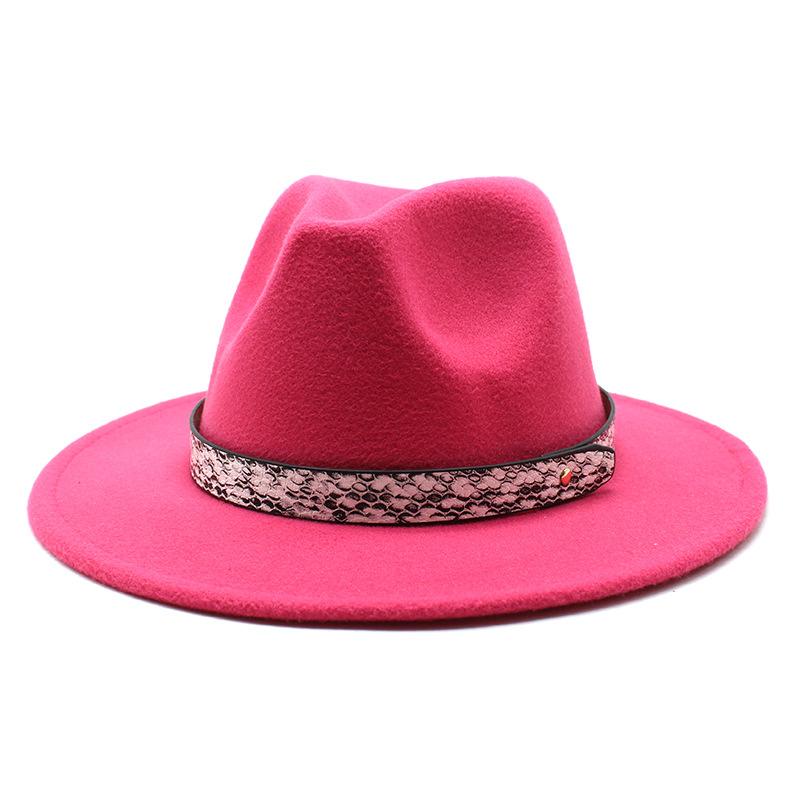 Seasonal White Big Eaves Hat Flat Edge Top Hat Men'S And Women'S Woolen Jazz Hat Lmn173