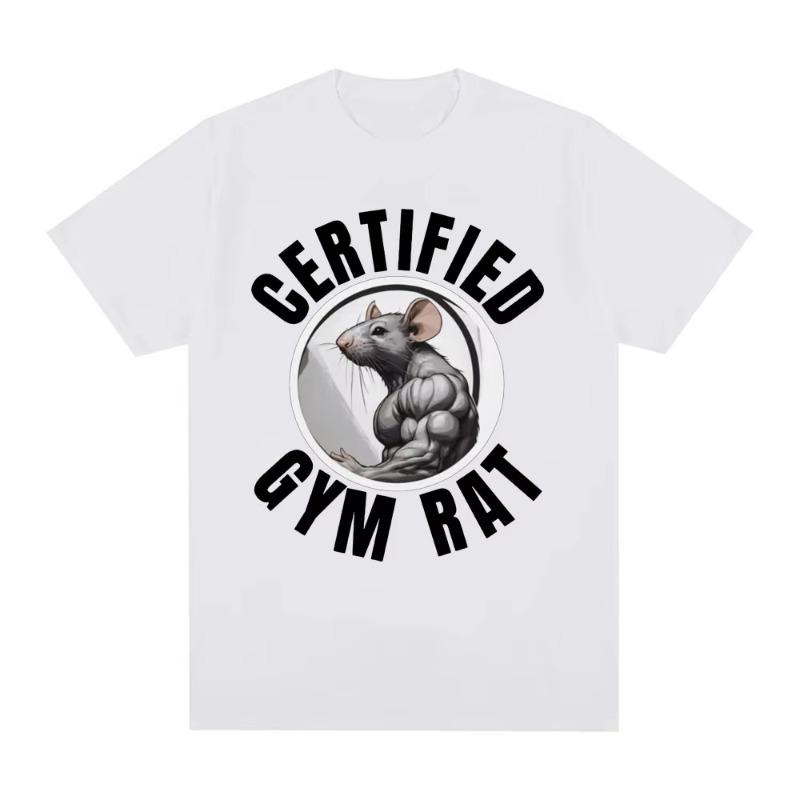 Certified Gym Rat Tshirt Pump Cover Fitness Mouse Unisexs Clothing Graphic Tshirts Unisex Cotton Oversized Short Sleeve Tee Shirts