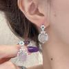 [Qiong Yayun] Gourd Earrings Zircon Agate Ice Transparent Imitation Chalcedony Flower Oval Earrings Women