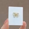 Korean Simple Mini Cat's Eye Stone Butterfly Collar Pin - Invisible Leak-Proof Brooch for Women