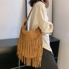 Borsa a Spalla da Donna Fashi con Frange in Pelle PU Scamosciata Borsa a Tracolla con Nappe ad Alta Capacità Borse da Viaggio Femminili per Donne