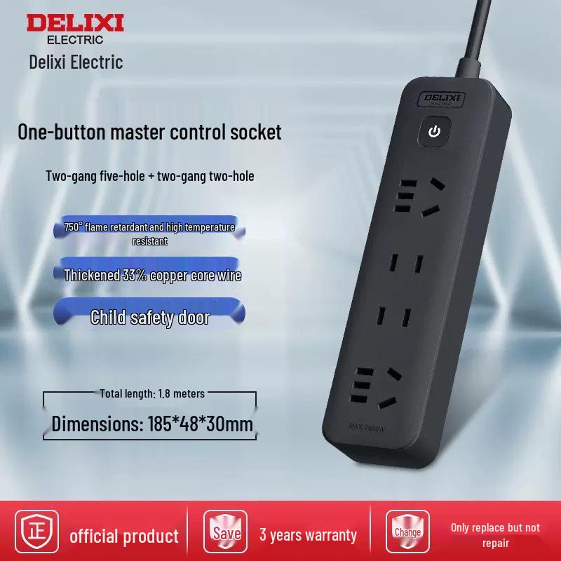 Delixi Multi-Function Extension Cord Power Strip for Home/Dorm with Multi-Socket Converter