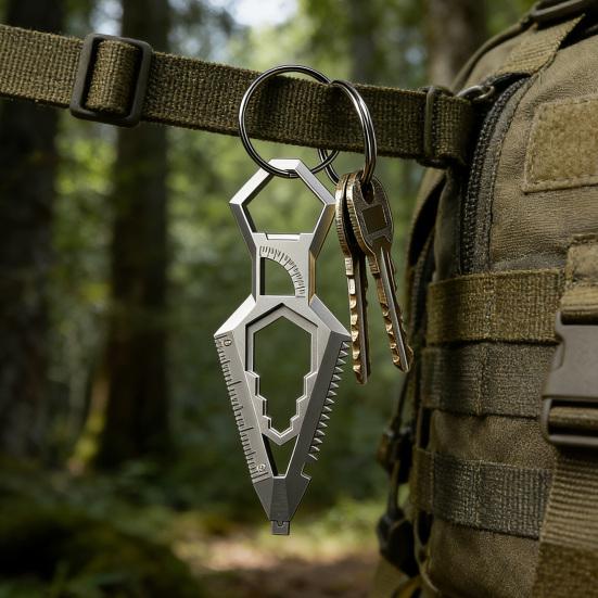 1/2Pcs Stainless Steel 9-in-1 Keychain Portable Bottle Opener Protractor Ruler Screwdriver Wrench Lever Multi-Functional Pocket