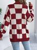 2025 Autumn/Winter New European & American Plaid Knit Oversized Women's Cardigan Sweater