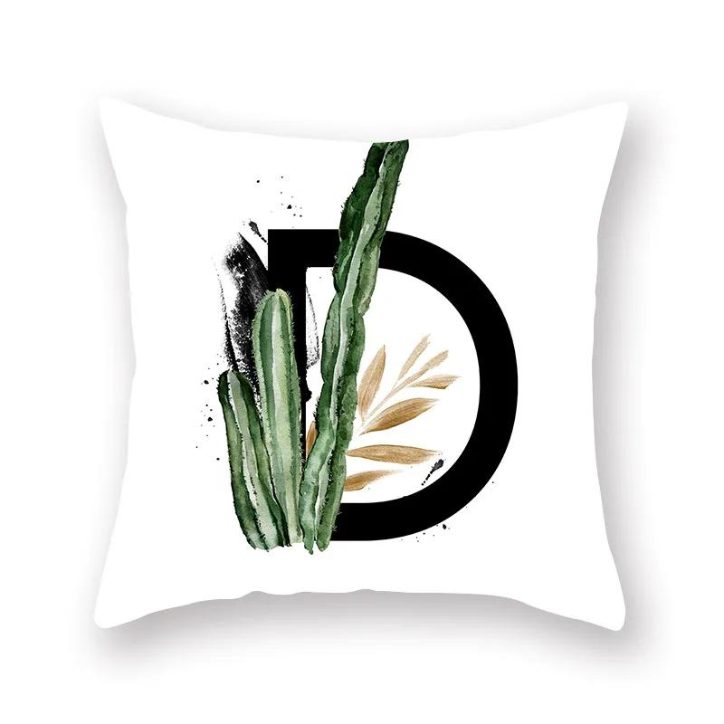 Sofa Pillow Cushion Wholesale Nordic Style Plant English Alphabet Peach Skin Pillowcase
