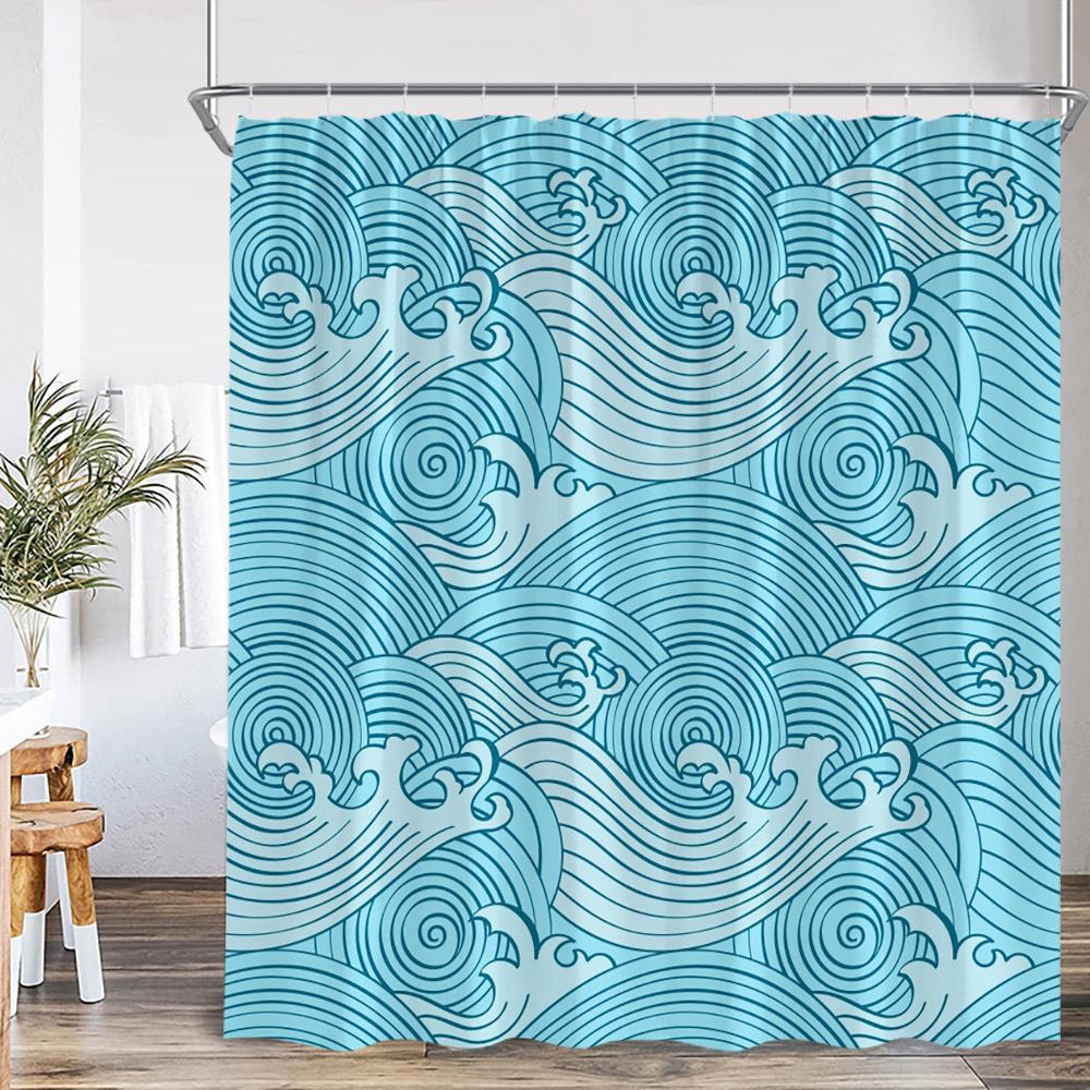 Cartoon Ocean Animals Watercolor Shower Curtains Octopus Turtle Jellyfish Whale Sea Bathroom Decorations Polyester Bath Curtains