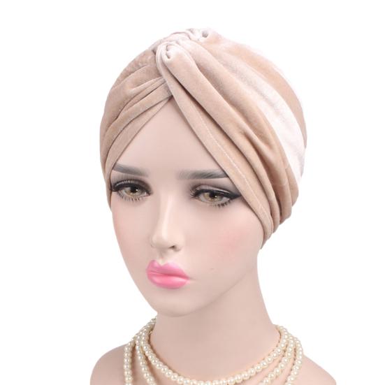 Turban Cap Solid Color Cross Shape Lady Stretchy No Brim Indian Turban Hat for Spring Autumn Winter
