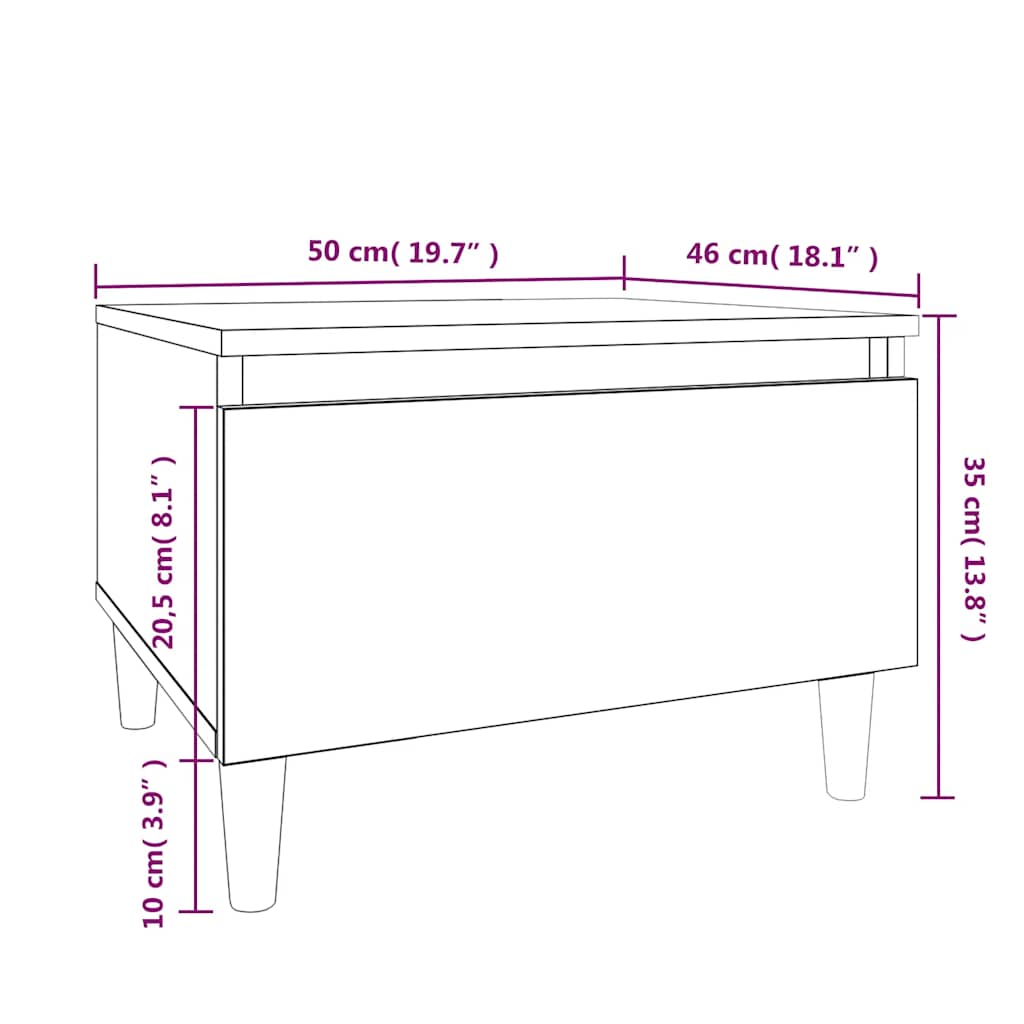 Side Table Black 50x46x35 Cm Engineered Wood