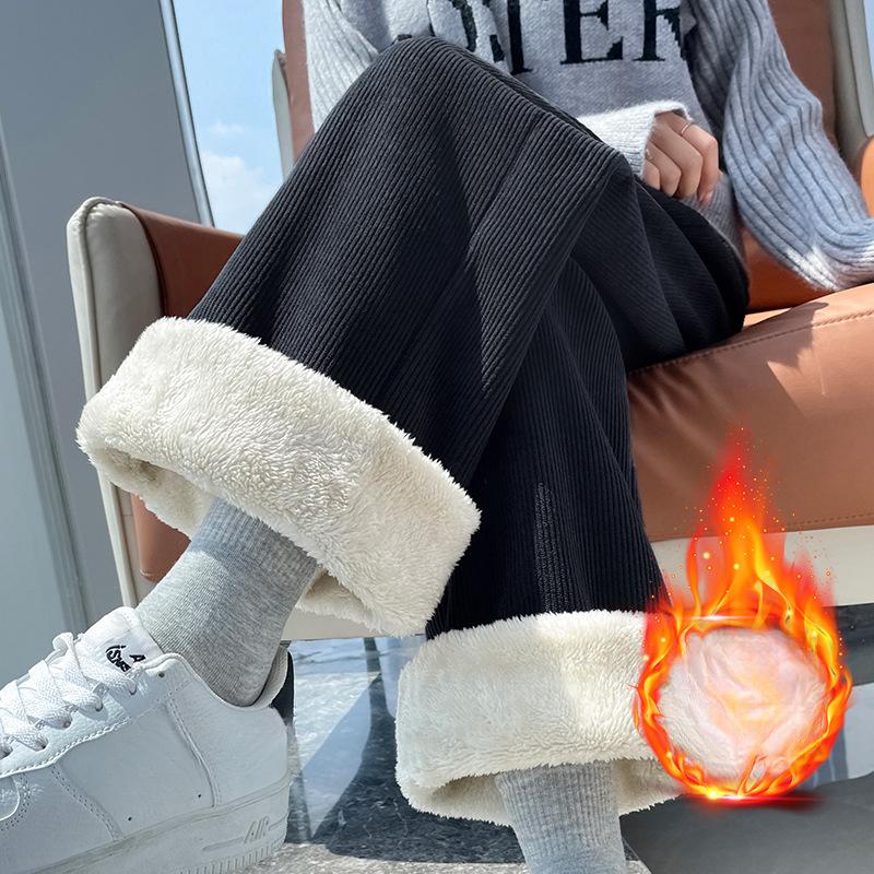 Women High Waist Casual Loose Pants Straight Wide Leg Female Thick Baggy Trousers