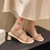 Fashion 2025 Fashionable and High-quality New Women Sandals Summer Rhinestone Casual High Heels Shoes  Heels Shiny Sandals