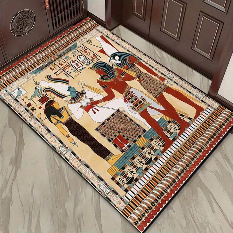 Egyptian Style Living Room Rug Ancient Culture Hieroglyphics Design Bedroom Floor Mat Anti Slip Carpet Can Be Machine Washed