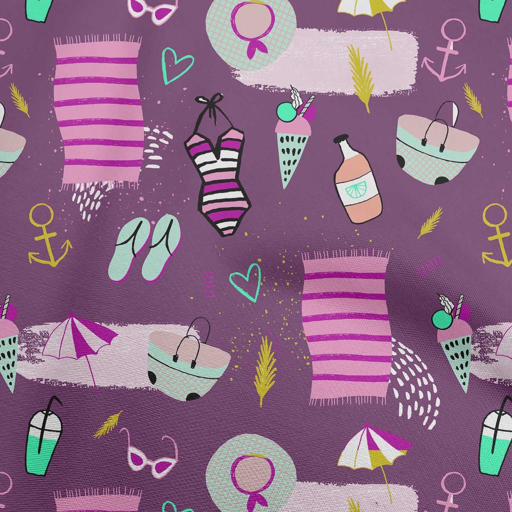 oneOone Cotton Flex Fuschia Pink Fabric Summer Beach Diy Clothing Quilting Fabric Print Fabric By Yard 40 Inch