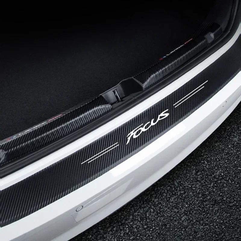AJW1 New Carbon Fiber Car Door Sill Sticker Threshold Side Anti Scratch Sticker For Ford Focus Logo Waterproof Decal Car Accessories