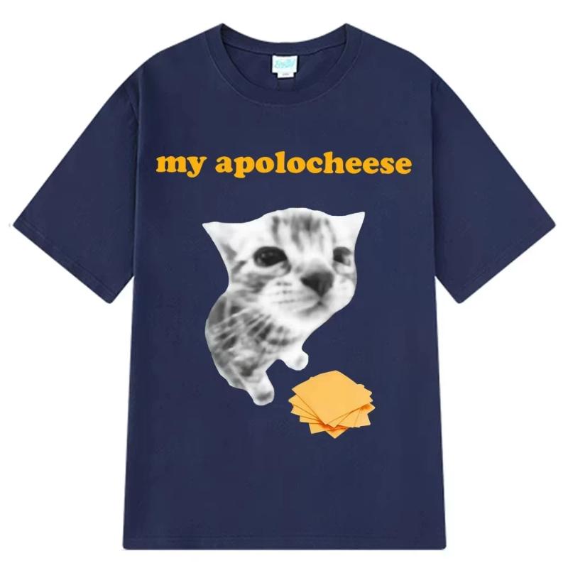 My Apolocheese Funny Cat Meme T Shirt Men's Women's Harajuku T-Shirts Summer Pure Cotton Fashion Casual Tee Shirts Streetwear