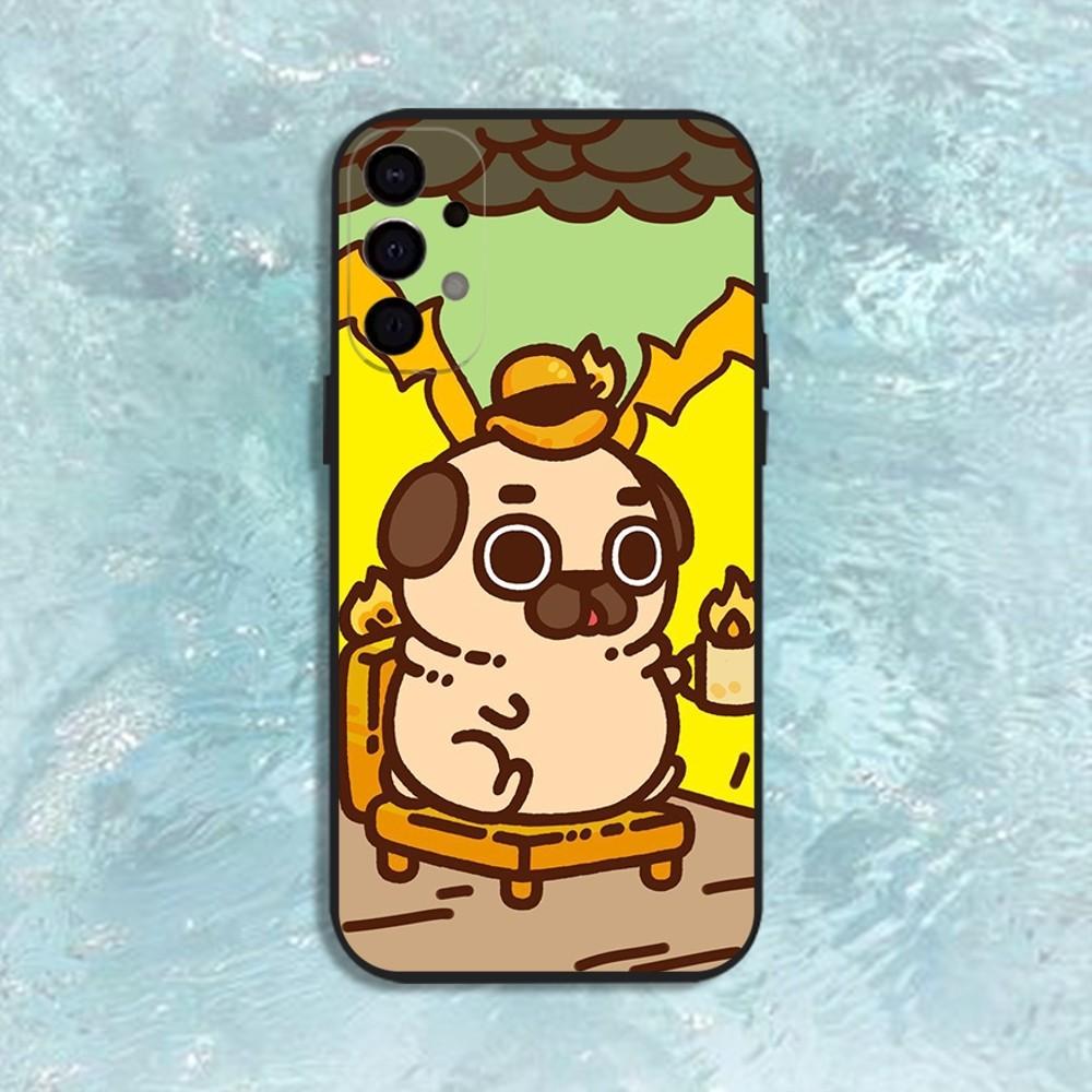 Roztomilý mops pes pouzdro na telefon pro Samsung S25, S24, S21, S22, S23, S30, Ultra, S20, Plus, Fe, Lite, Note, 10, 9, 5G Černý kryt