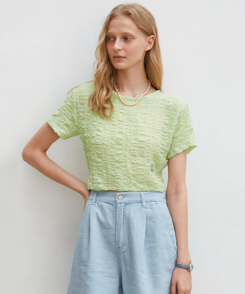 Nigaennikol Nicole Shirring Crop Tee_Light Green
