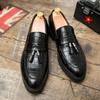 Men's Hair Stylist Fringed Thick Soled Leather Shoes Fashion Breathable Leather Luxury Brand Mens  Business Formal Party Shoes