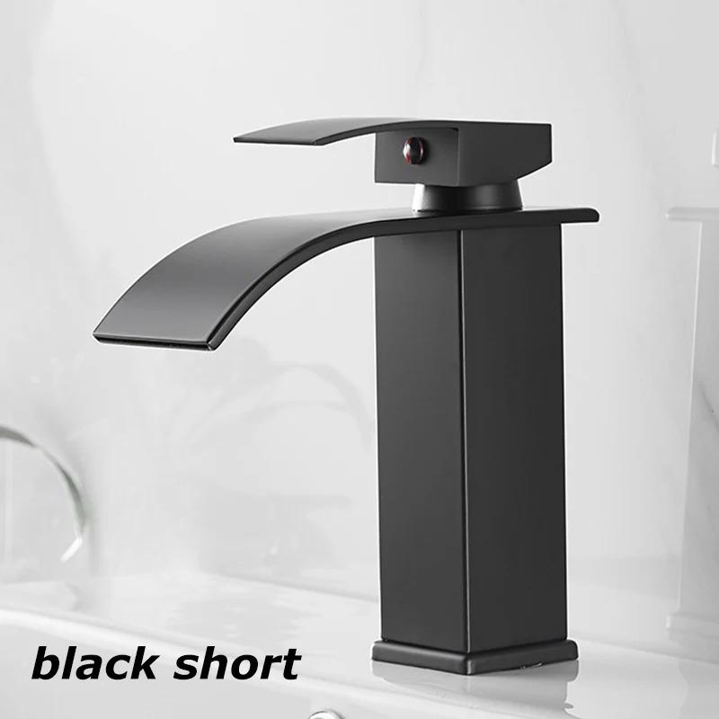 

European Copper Waterfall Basin Faucet Style Black Silver Paint Hot and Cold Dual Control Faucet Kitchen Bathroom Wash Basin