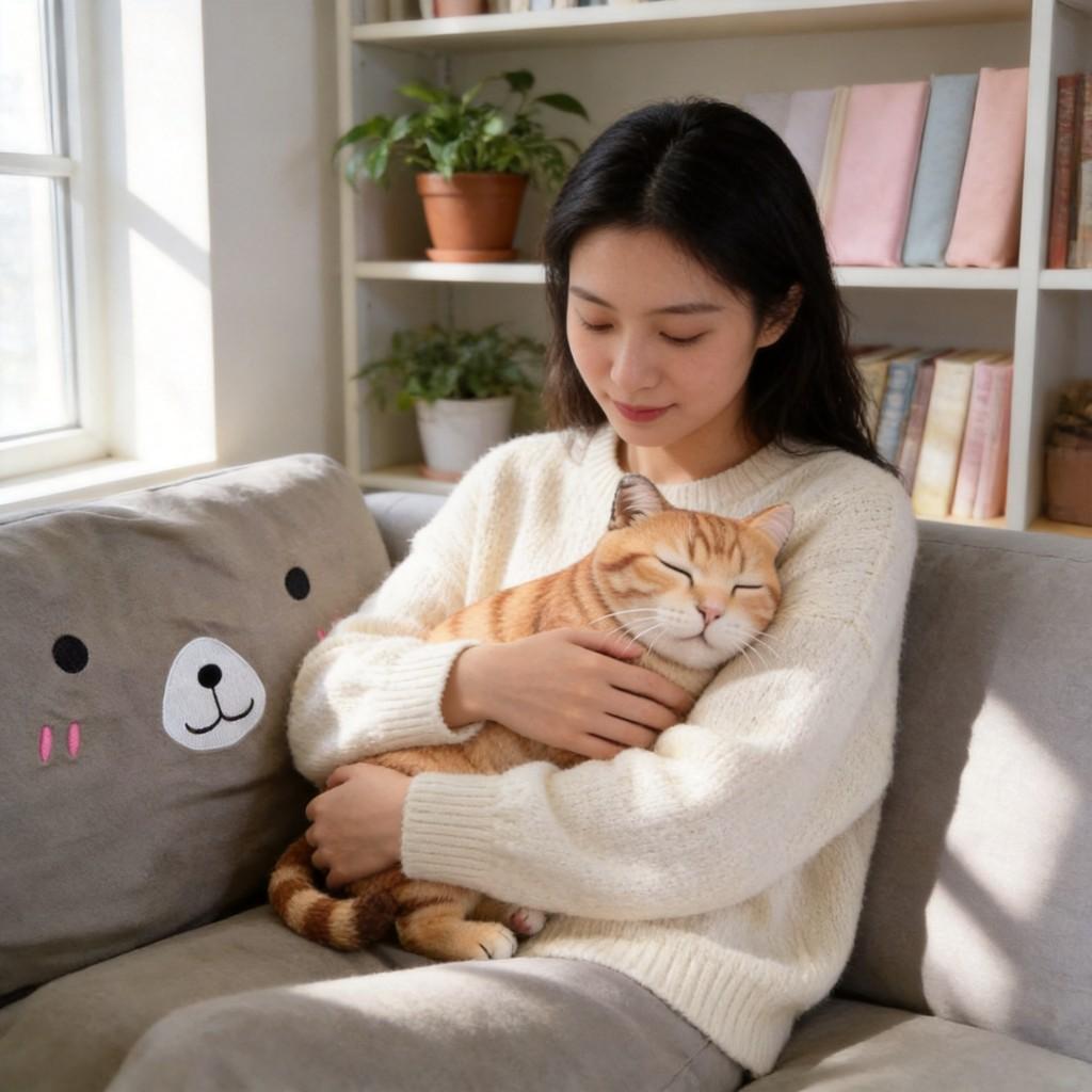 Plüschtier Katze Cartoon Weiches Plüschtier Stofftier Geschenk für Kinder und Erwachsene