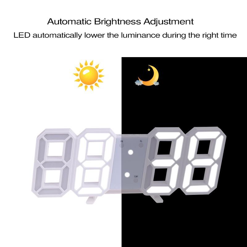 Ceas de perete cu alarmă digitală 3D LED, ceas de masă, ceas de birou, oră/dată/temperatură pentru living/birou/cameră/decorare casă
